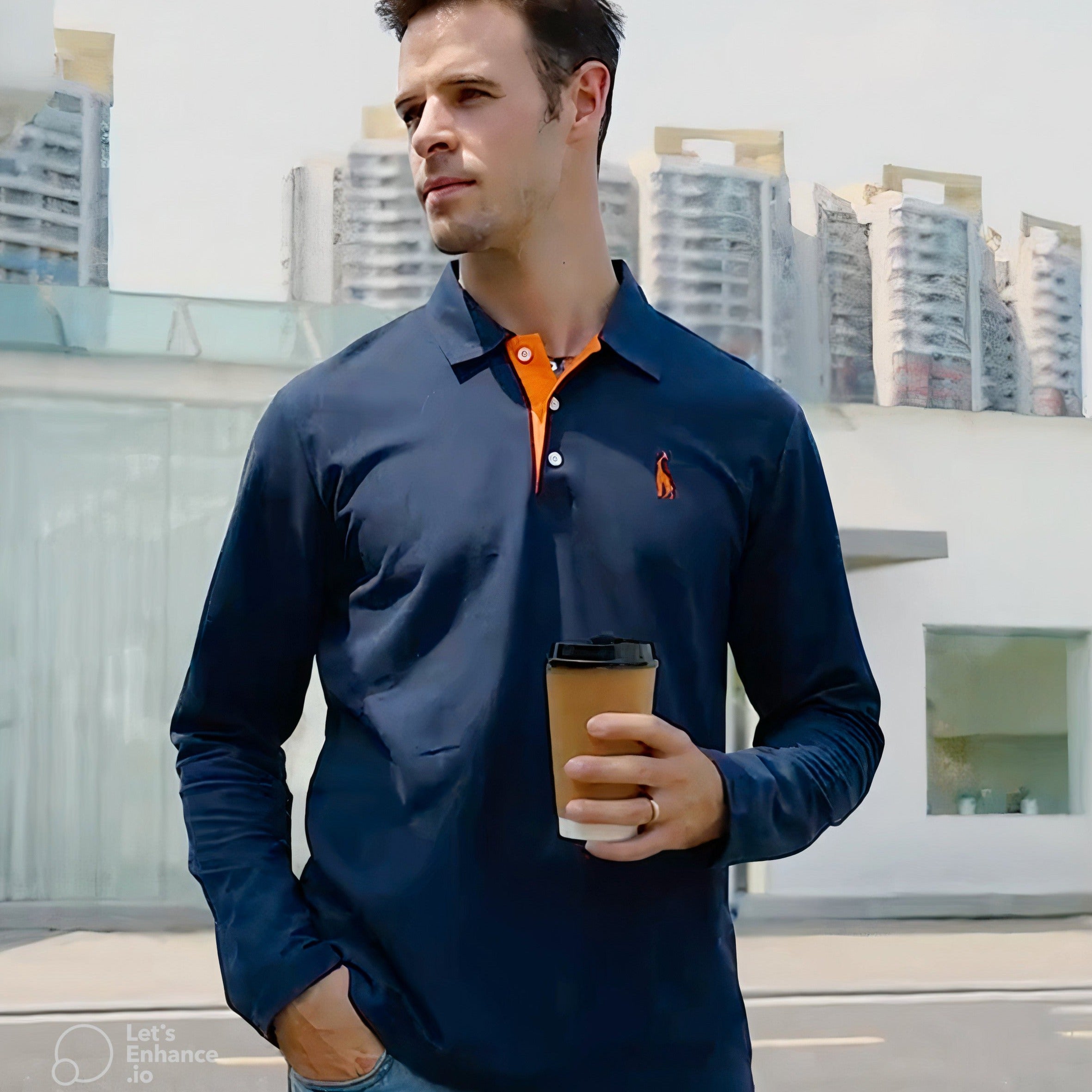 Herren Langarm-Polohemd