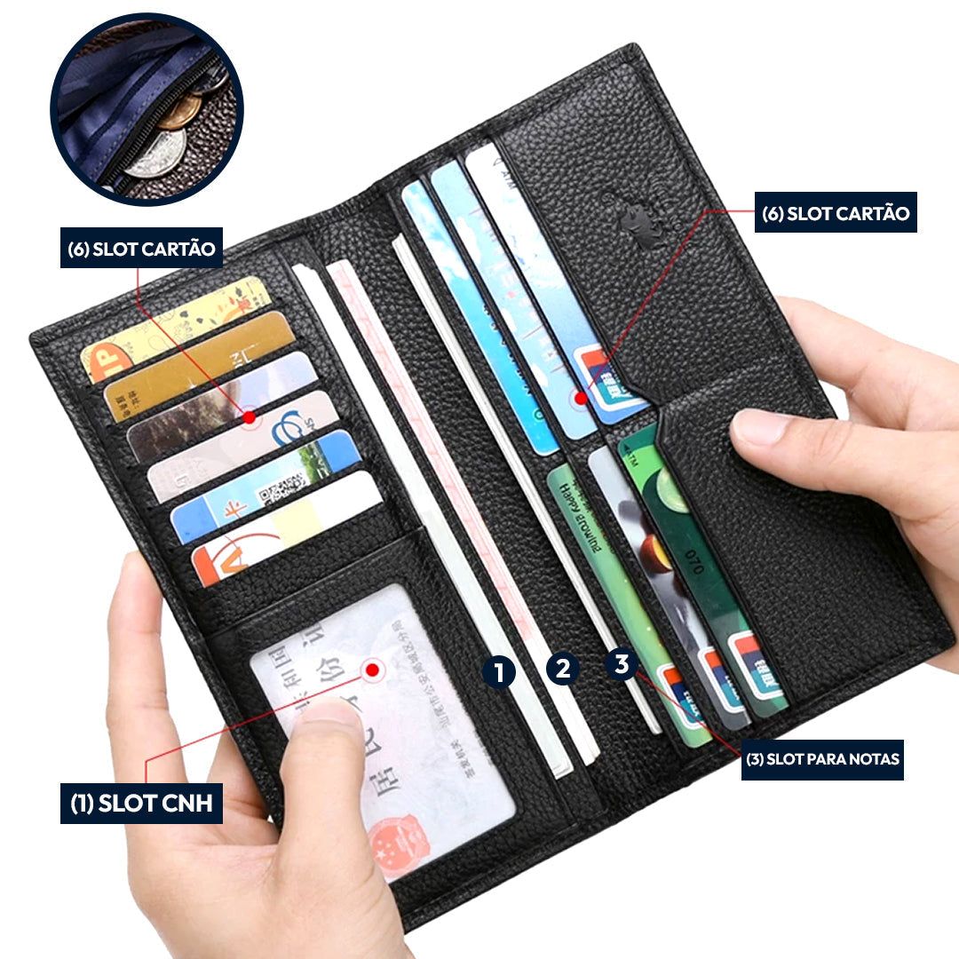 Herren Geldbörse aus echtem Leder – Premium Lange Version