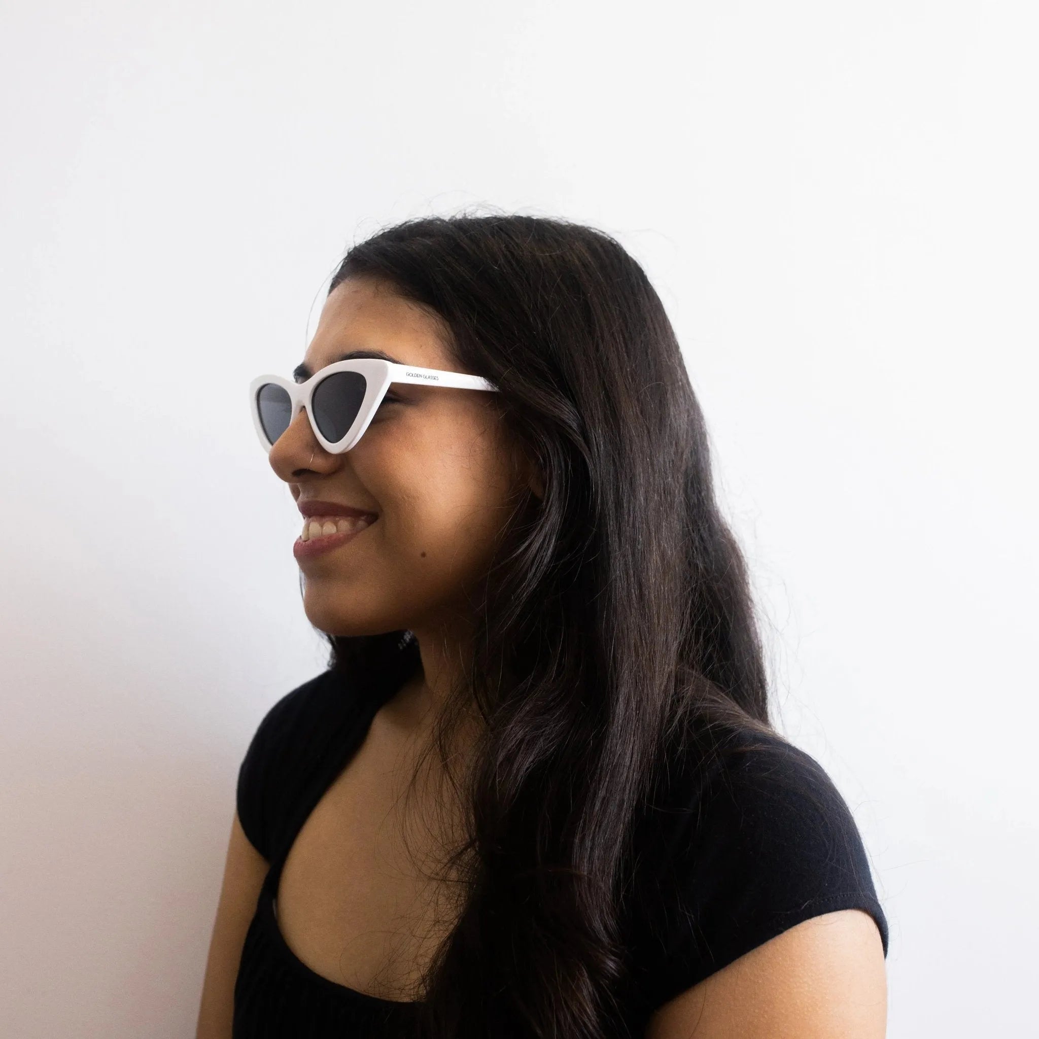 Damen Weiße Cat Eye Sonnenbrille