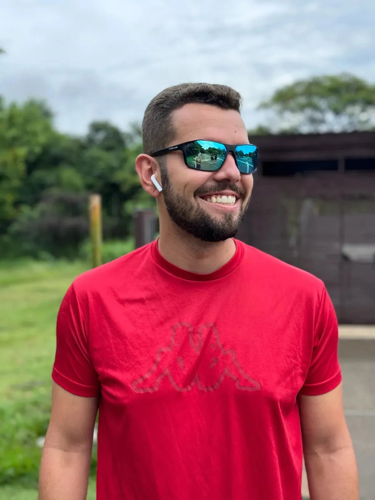 Männer Polarized Schwarz und Blau Sport Sonnenbrille