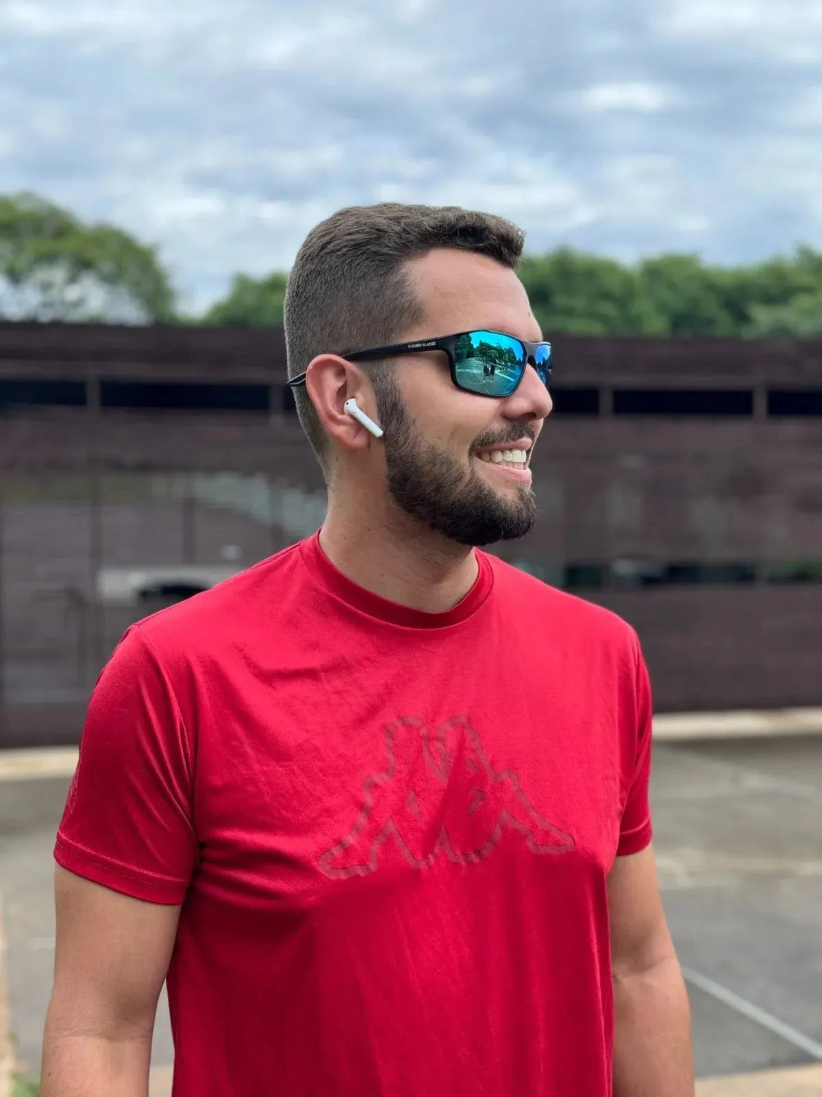 Männer Polarized Schwarz und Blau Sport Sonnenbrille