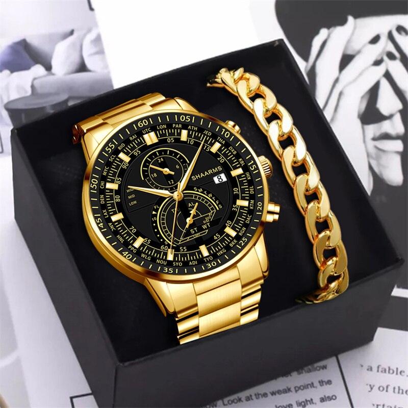 Herren Luxusuhren San Diego + Geschenk Goldbeschichtete Kette