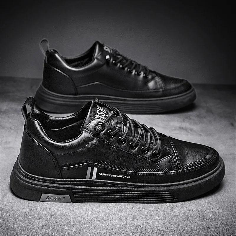 Herren Leder Sneakers Flach
